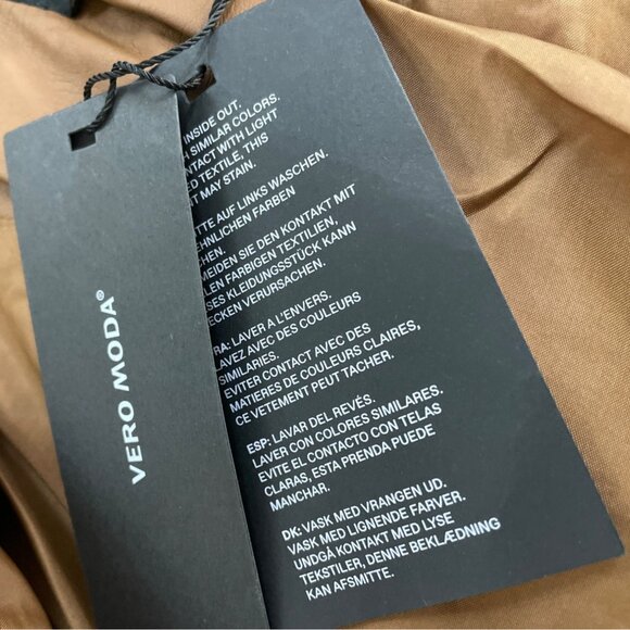 Vero Moda Women's Brown Faux Leather Jacket With Various Pockets Sz S - New - Picture 7 of 9